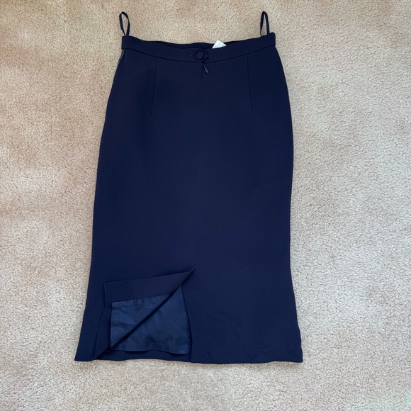 Louis Feraud 100% Silk Black Label Navy Blue Skirt Set Beaded Beads Embroidered - Picture 15 of 17